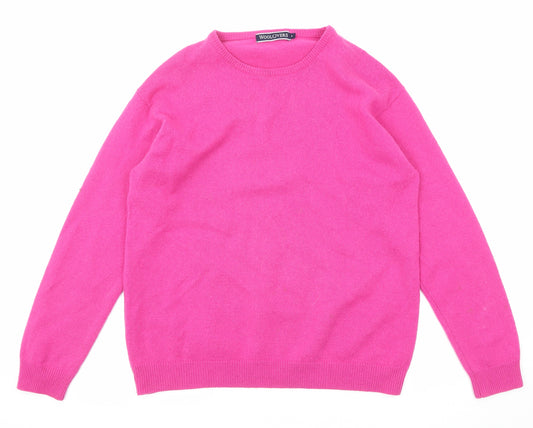Woolovers Womens Pink Round Neck Wool Pullover Jumper Size M