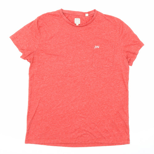 Jack Wills Mens Red Cotton T-Shirt Size L Round Neck