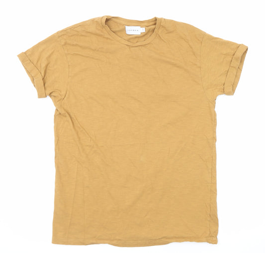 Topman Mens Brown Cotton T-Shirt Size XL Round Neck