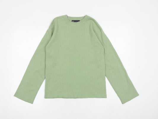 Marks and Spencer Womens Green Cotton Basic Blouse Size S Round Neck