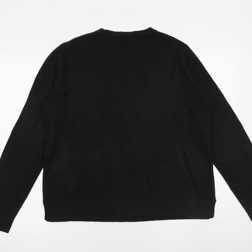 Marks and Spencer Womens Black V-Neck Acrylic Pullover Jumper Size 16