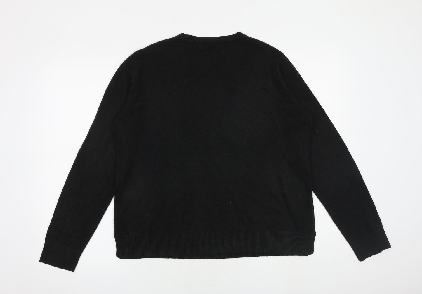 Marks and Spencer Womens Black V-Neck Acrylic Pullover Jumper Size 16