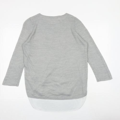 Dorothy Perkins Womens Grey Round Neck Acrylic Pullover Jumper Size 10