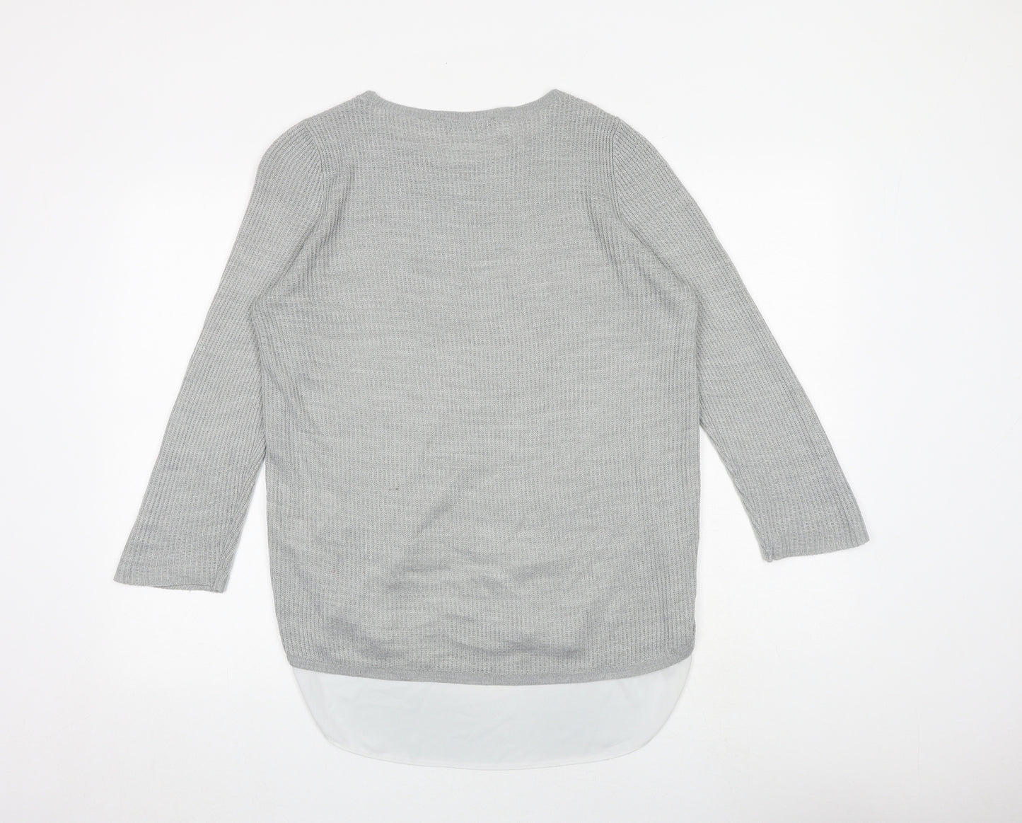 Dorothy Perkins Womens Grey Round Neck Acrylic Pullover Jumper Size 10
