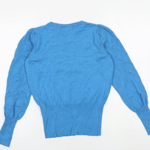 Marks and Spencer Womens Blue Round Neck Viscose Pullover Jumper Size S