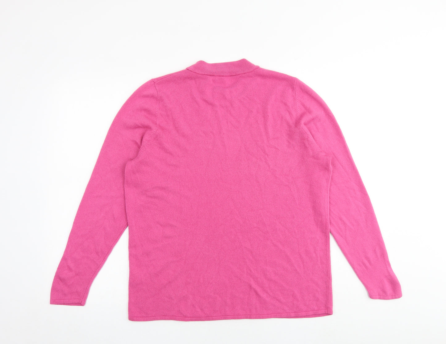 Bonmarché Womens Pink Round Neck Acrylic Pullover Jumper Size 18
