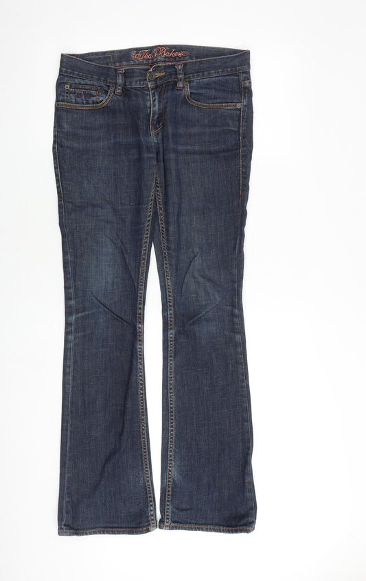 Ted Baker Womens Blue Cotton Bootcut Jeans Size 32 in L33 in Regular Zip