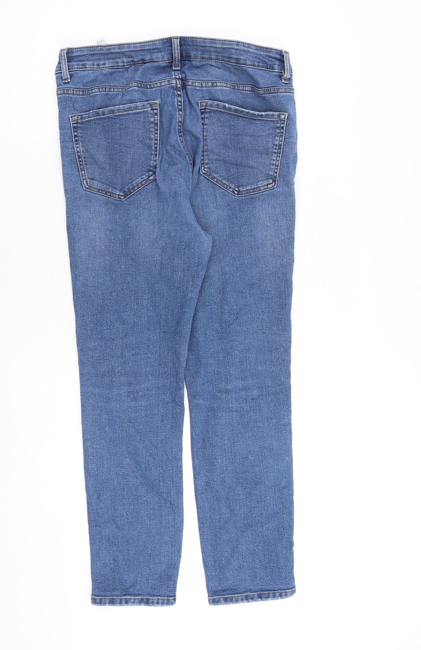 Marks and Spencer Womens Blue Cotton Skinny Jeans Size 12 L26 in Regular Zip