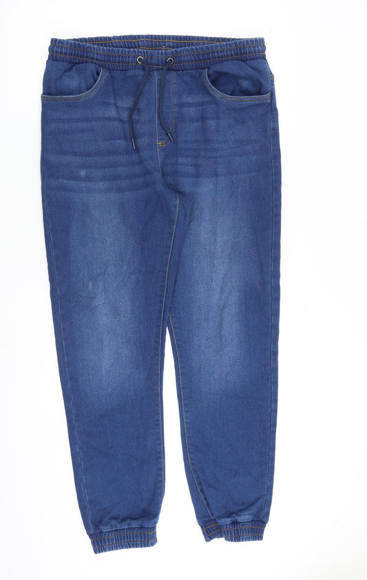 Livergy Mens Blue Cotton Tapered Jeans Size 34 in L30 in Regular Drawstring