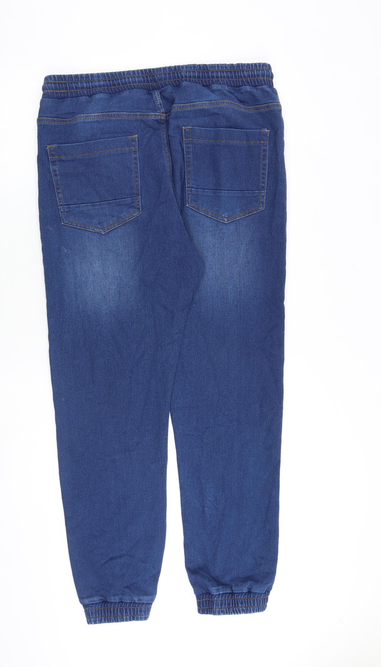 Livergy Mens Blue Cotton Tapered Jeans Size 34 in L30 in Regular Drawstring
