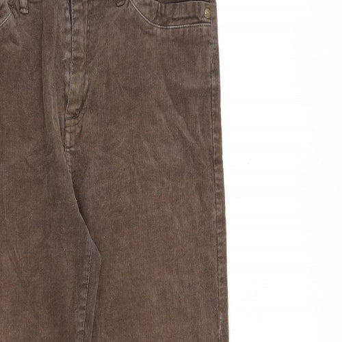 TU Womens Brown Cotton Trousers Size 10 L26 in Regular Zip