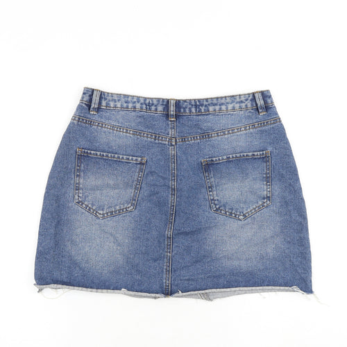 Denim & Co. Womens Blue Cotton Mini Skirt Size 12 Zip