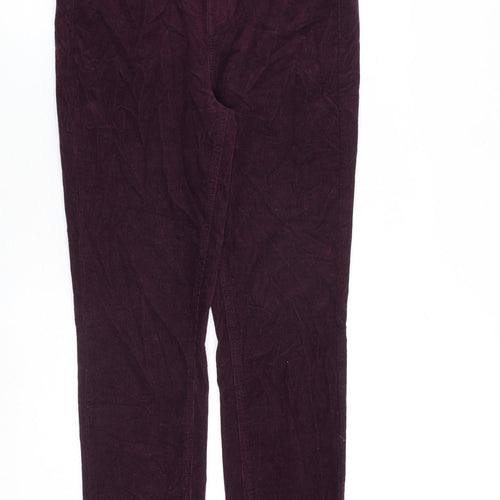 Marks and Spencer Womens Purple Cotton Trousers Size 12 L30 in Regular Zip