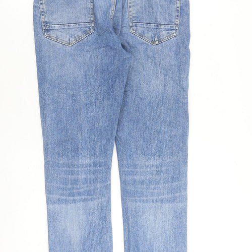 Zara Mens Blue Cotton Straight Jeans Size 30 in L31 in Slim Zip