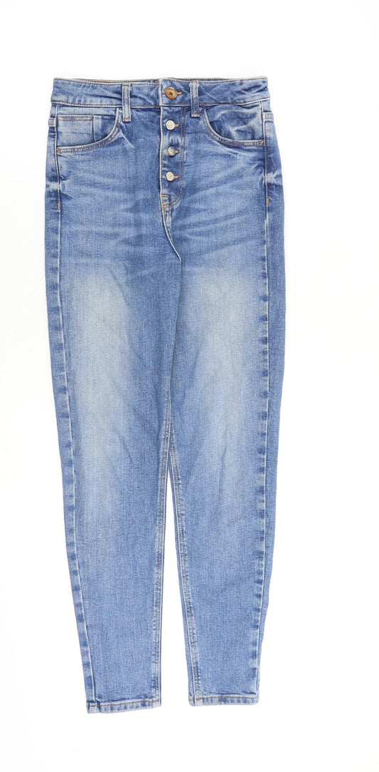 Zara Womens Blue Cotton Skinny Jeans Size 6 L27 in Regular Button