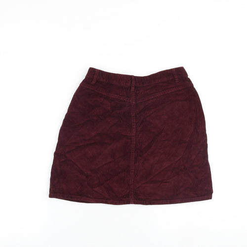 Denim & Co. Womens Red Cotton A-Line Skirt Size 10 Zip