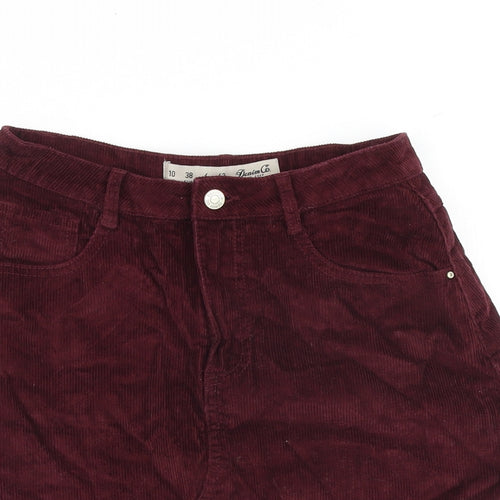 Denim & Co. Womens Red Cotton A-Line Skirt Size 10 Zip