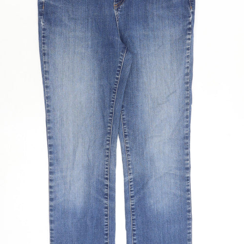 Per Una Womens Blue Cotton Skinny Jeans Size 12 L30 in Slim Zip