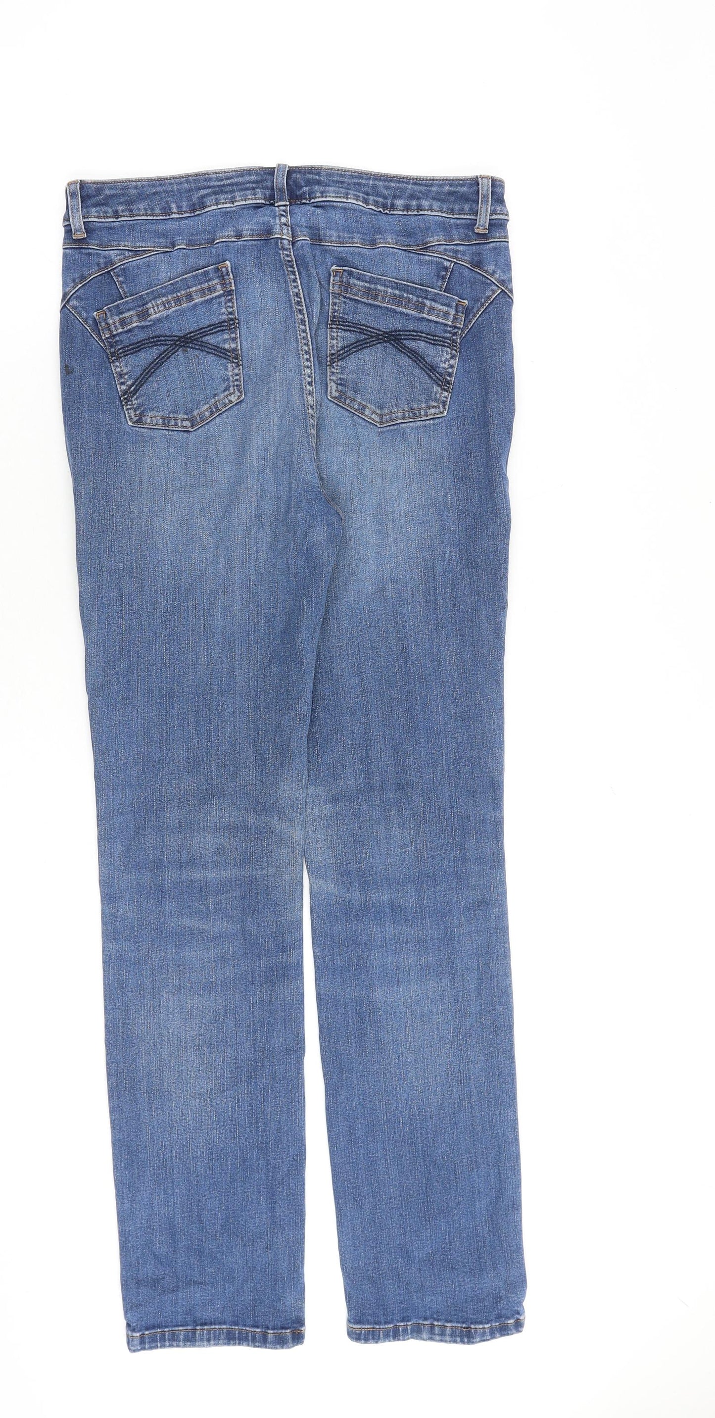 Per Una Womens Blue Cotton Skinny Jeans Size 12 L30 in Slim Zip