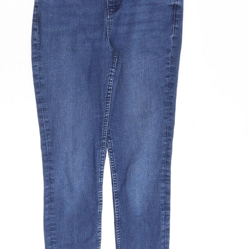 Marks and Spencer Womens Blue Cotton Skinny Jeans Size 10 L28 in Slim Zip