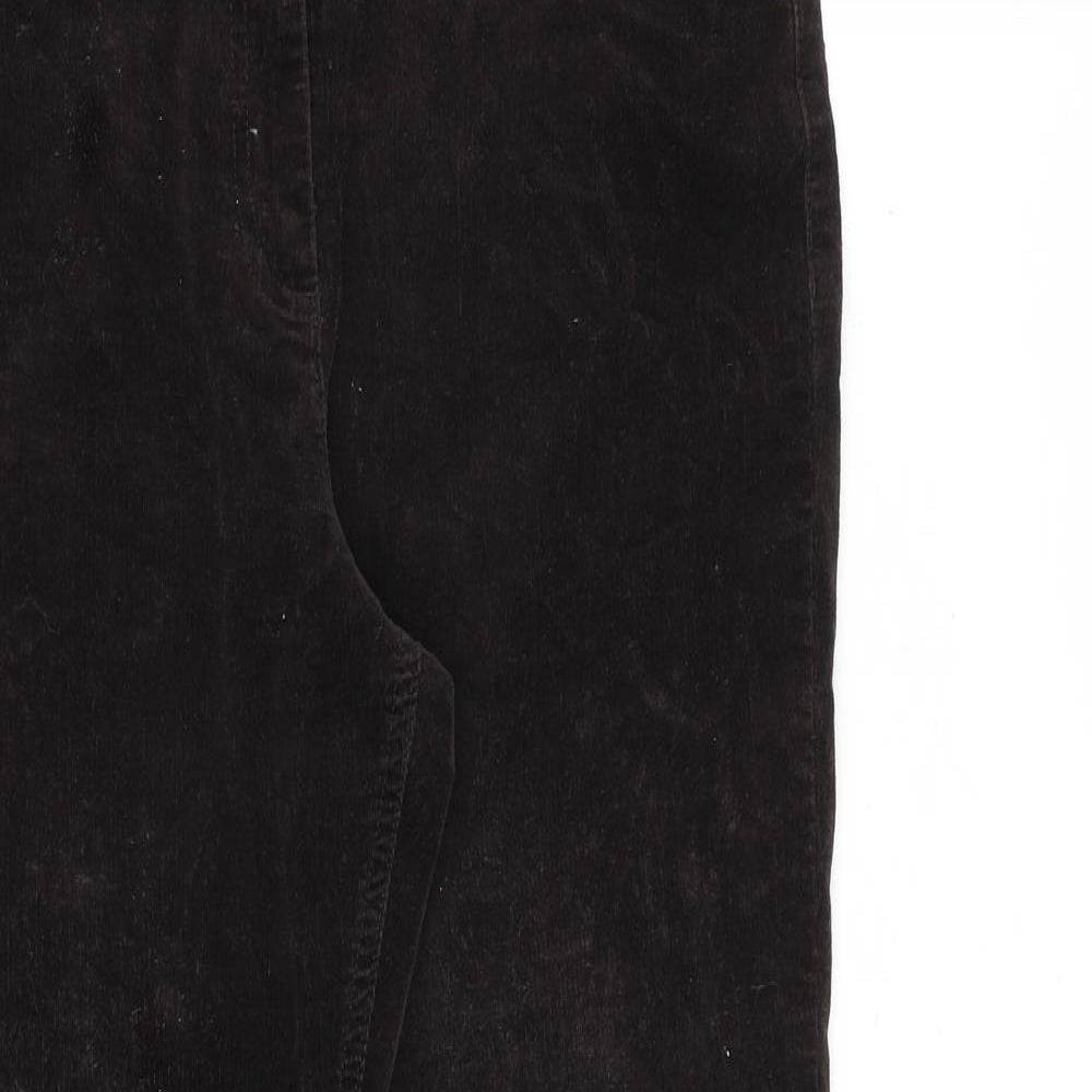 Per Una Womens Brown Cotton Trousers Size 12 L28 in Regular Zip
