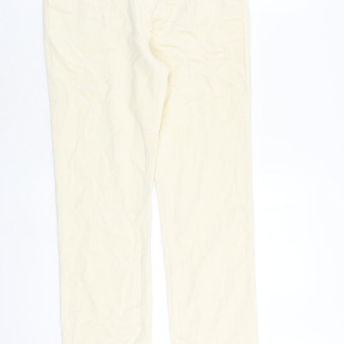 Massimo Dutti Womens Ivory Cotton Trousers Size 10 L30 in Regular Zip
