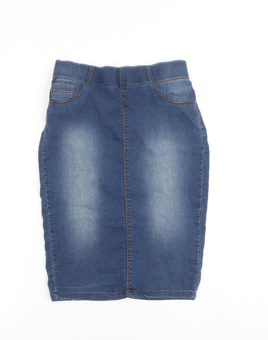 Papaya Womens Blue Cotton Straight & Pencil Skirt Size 8