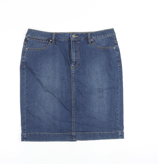Jackpot Womens Blue Cotton A-Line Skirt Size 12 Zip