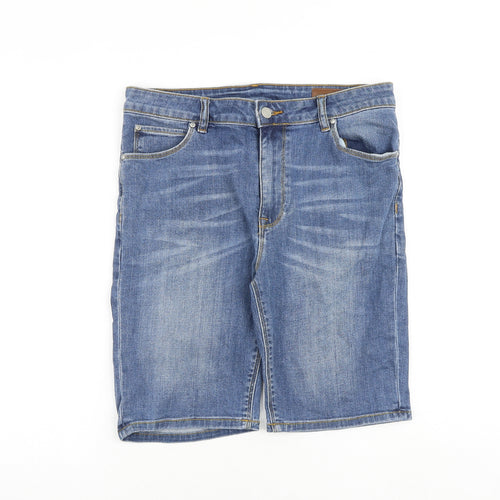 ASOS Mens Blue Cotton Bermuda Shorts Size 32 in L10 in Regular Zip