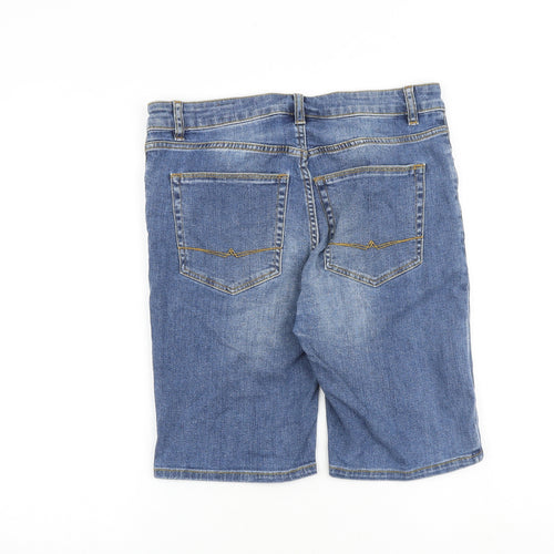 ASOS Mens Blue Cotton Bermuda Shorts Size 32 in L10 in Regular Zip