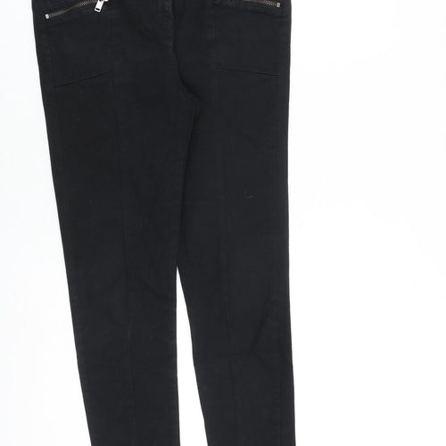 NEXT Womens Black Cotton Skinny Jeans Size 10 L29 in Slim Zip