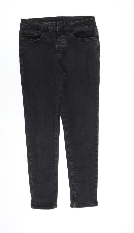 Denim & Co. Mens Grey Cotton Tapered Jeans Size 30 in L30 in Regular Zip
