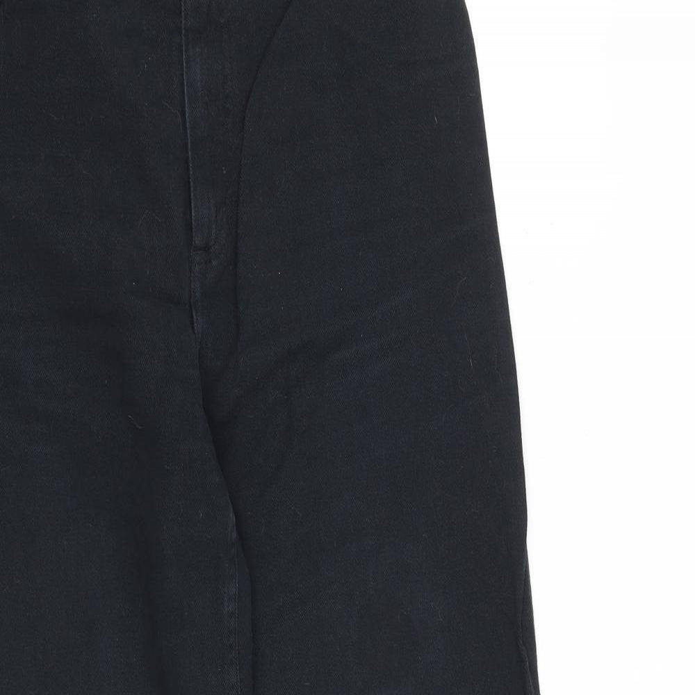 Monki Womens Black Cotton Mom Jeans Size 10 L27 in Regular Zip - Washed Denim Look