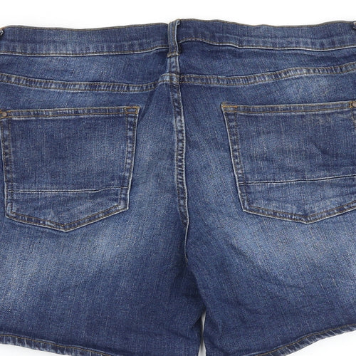 Red Herring Womens Blue Cotton Mom Shorts Size 12 L6 in Regular Zip