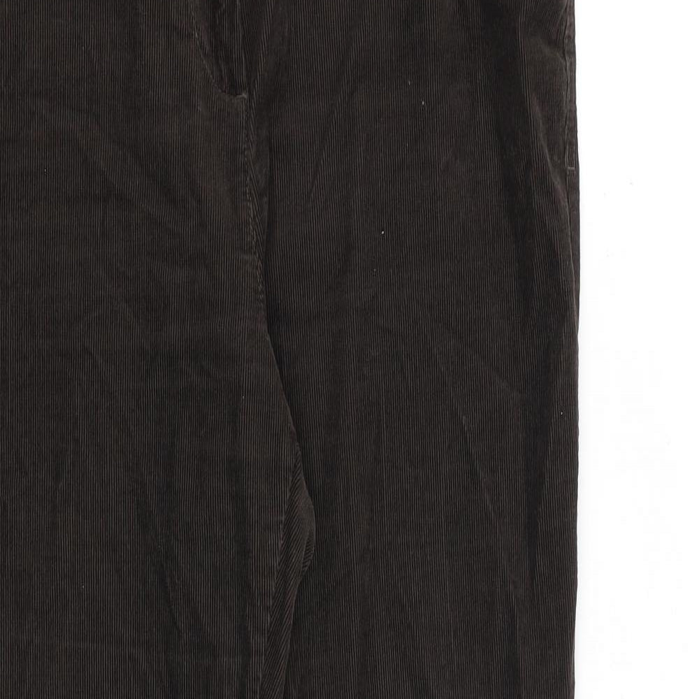Marks and Spencer Womens Brown Cotton Trousers Size 16 L32 in Regular Zip