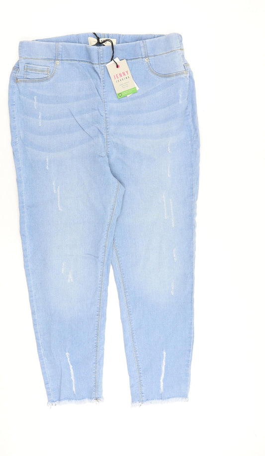 Jenny Womens Blue Cotton Jegging Jeans Size 16 L24 in Regular