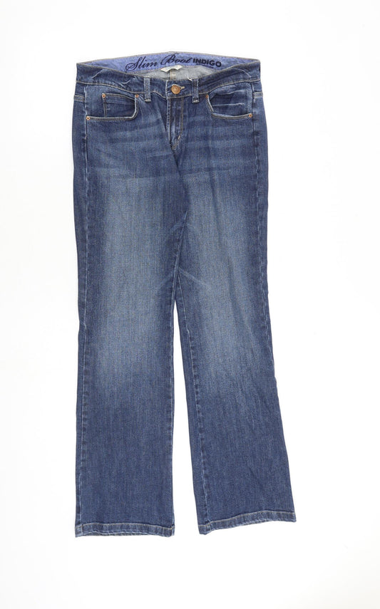 Indigo Womens Blue Cotton Bootcut Jeans Size 10 L30 in Slim Zip