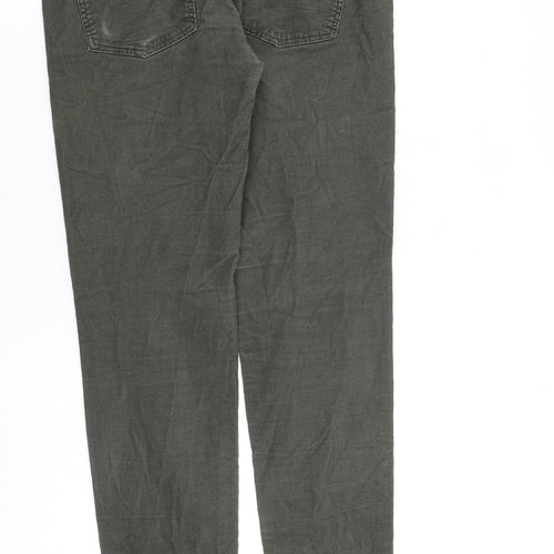 H&M Womens Green Cotton Trousers Size 8 L30 in Regular Zip