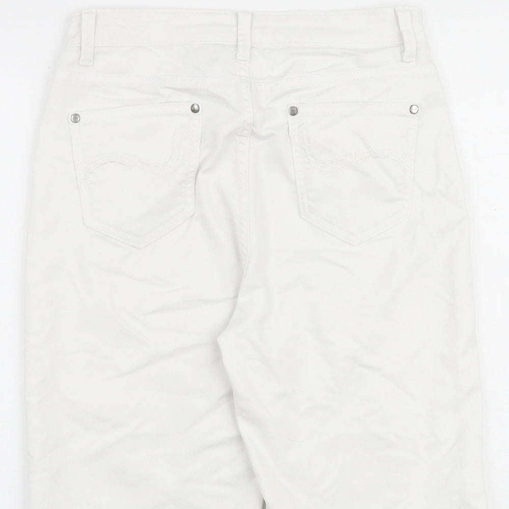 Per Una Womens White Cotton Skimmer Shorts Size 10 L11 in Regular Zip