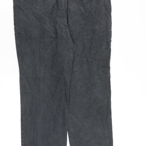 Marks and Spencer Mens Grey Cotton Chino Trousers Size 34 in L31 in Regular Zip