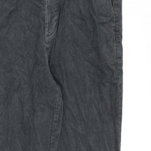 Marks and Spencer Mens Grey Cotton Chino Trousers Size 34 in L31 in Regular Zip