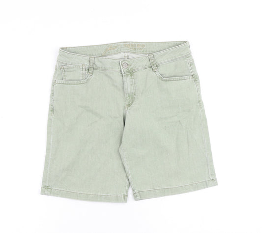 Indigo Womens Green Cotton Mom Shorts Size 12 L9 in Regular Zip