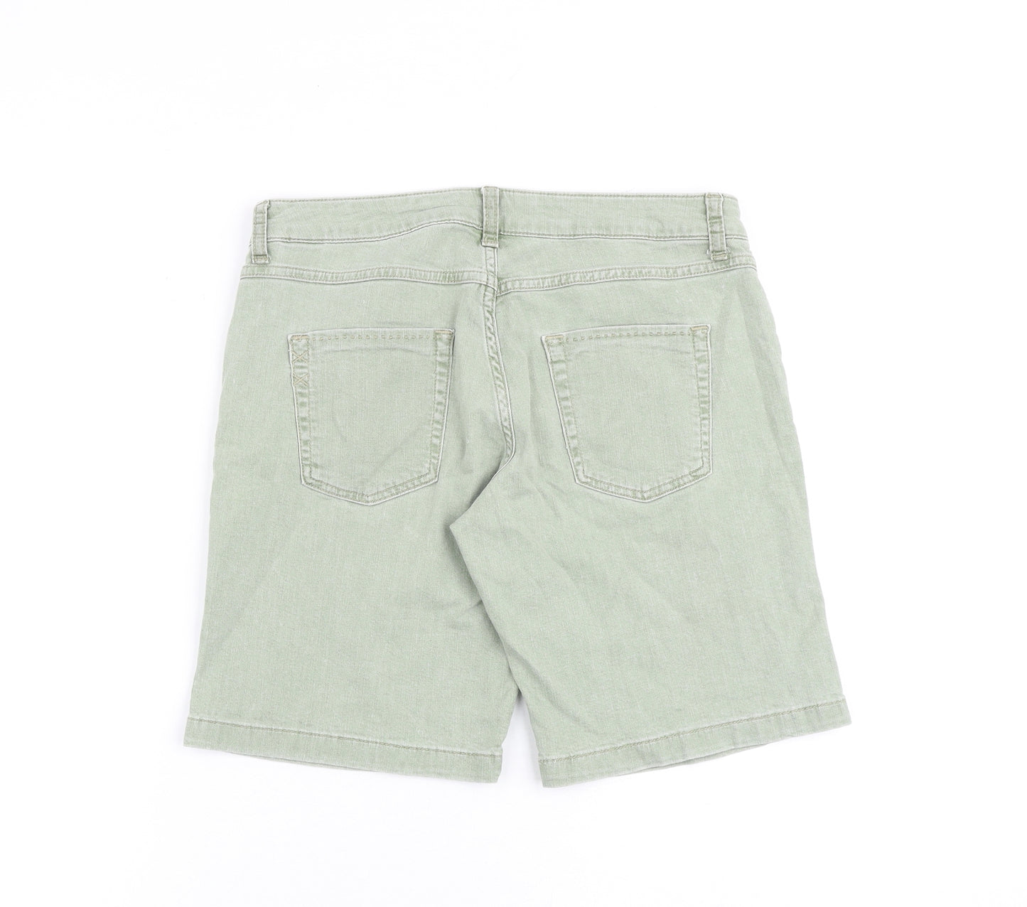 Indigo Womens Green Cotton Mom Shorts Size 12 L9 in Regular Zip