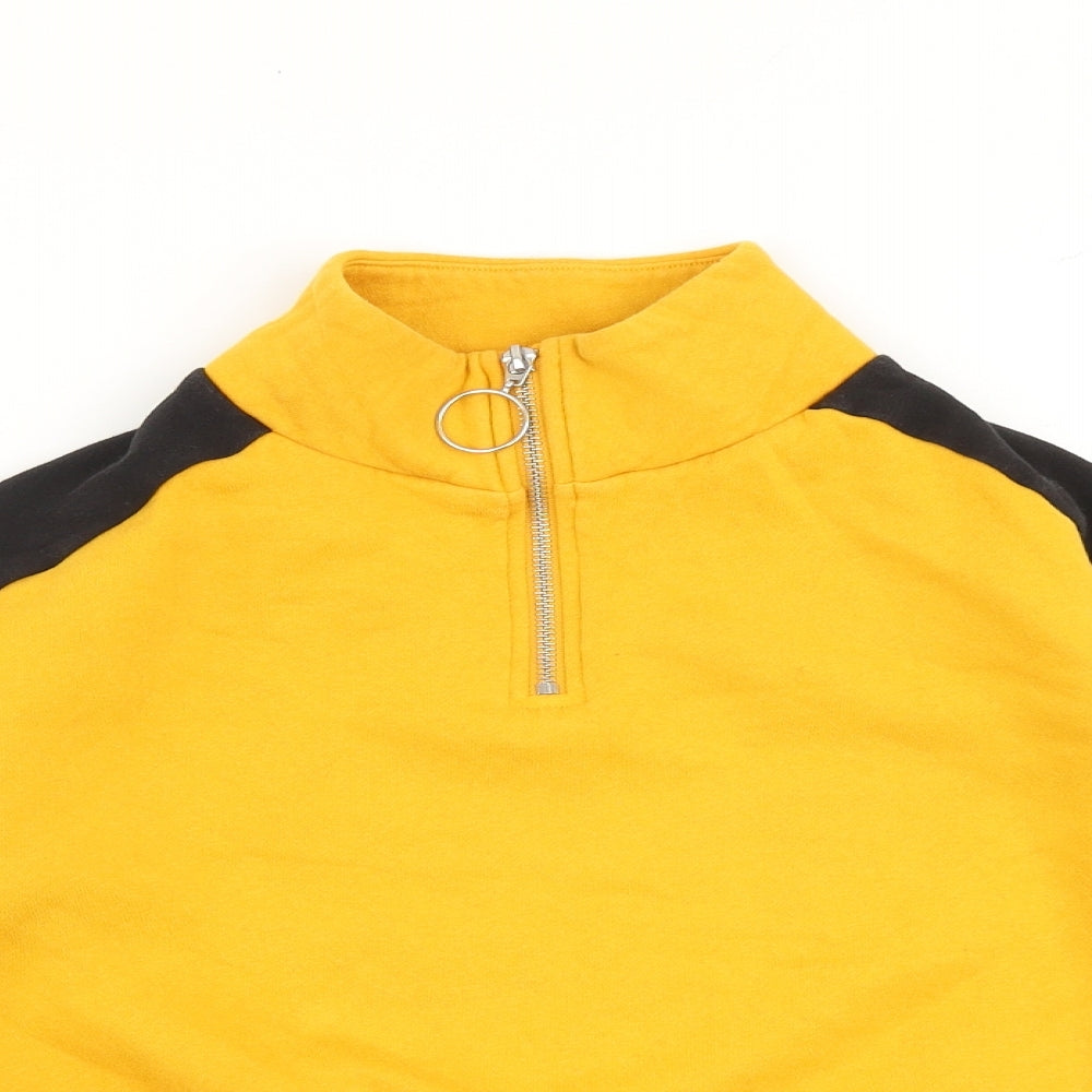 H&M Womens Yellow Colourblock Cotton Pullover Sweatshirt Size XS Zip