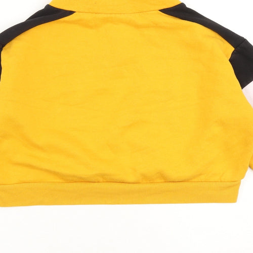 H&M Womens Yellow Colourblock Cotton Pullover Sweatshirt Size XS Zip