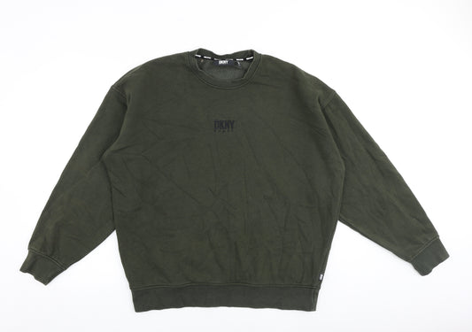 DKNY Mens Green Cotton Pullover Sweatshirt Size M