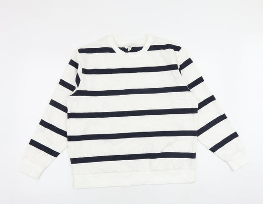 Marks and Spencer Womens White Striped Cotton Pullover Sweatshirt Size M Pullover