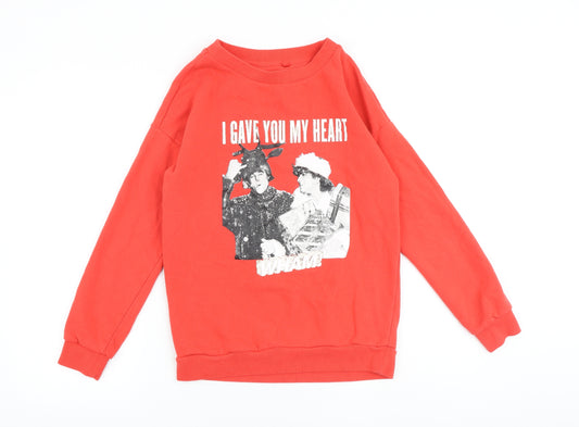 NEXT Womens Red Cotton Pullover Sweatshirt Size S Pullover - Wham I gave you my heart