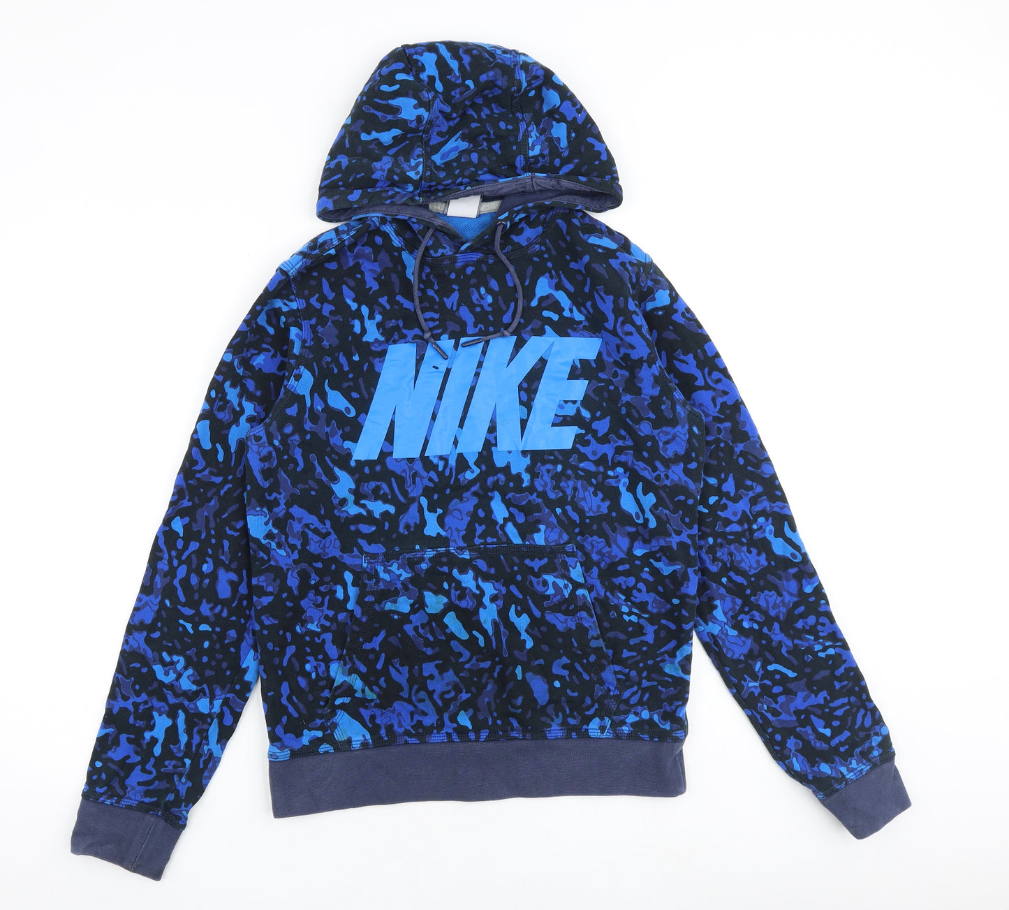 Nike Mens Blue Camouflage Cotton Pullover Hoodie Size S