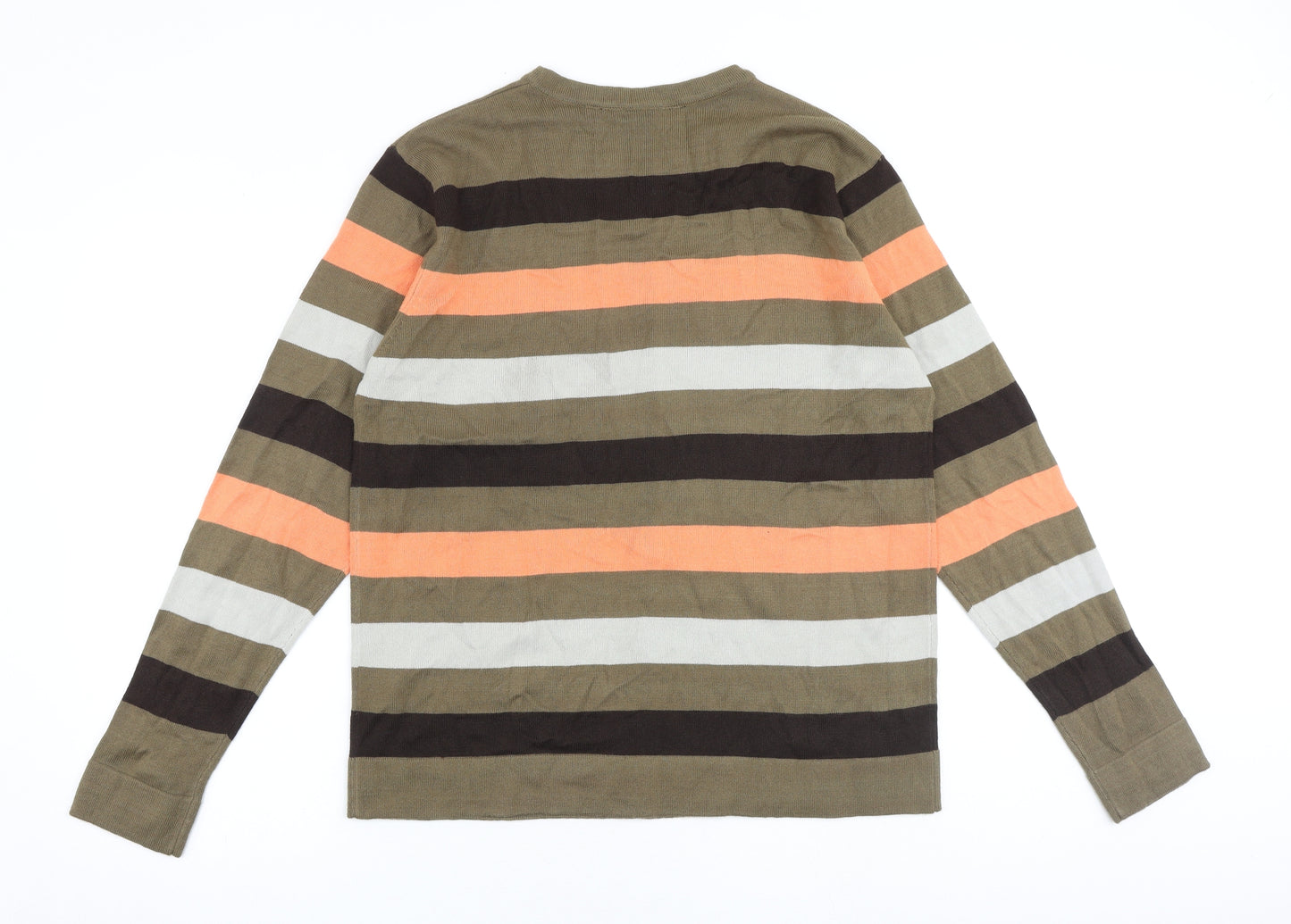 Dissident Mens Multicoloured Round Neck Striped Acrylic Pullover Jumper Size L Long Sleeve